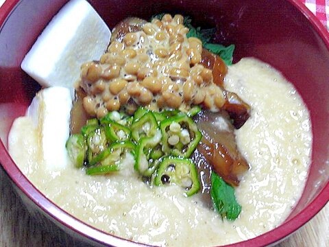 まぐろ納豆オクラ山芋丼